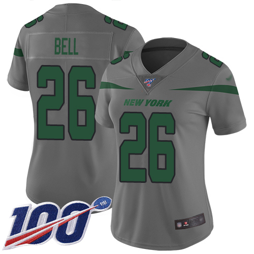 New York Jets Limited Gray Women LeVeon Bell Jersey NFL Football #26 100th Season Inverted Legend->women nfl jersey->Women Jersey